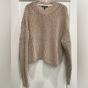 Banana Republic brown and white cropped cotton sweater.